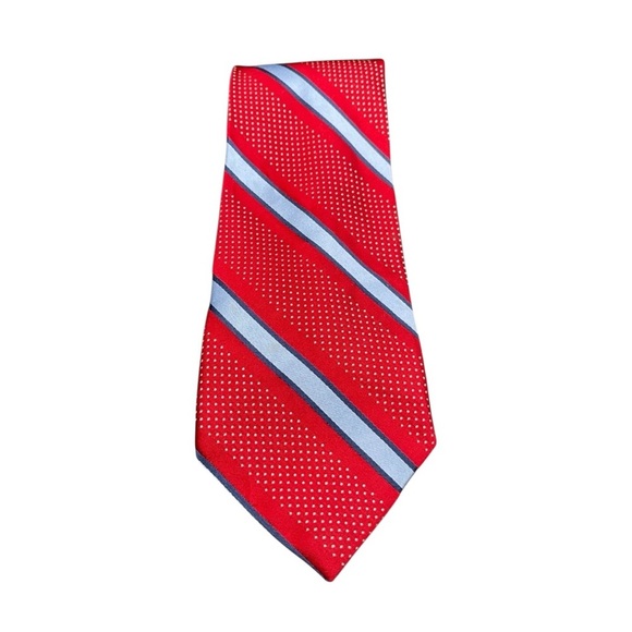 Nautica Men’s Ties Set of 2 Repp Necktie 100% Silk Red Striped Diamond L 57-58” - Picture 3 of 7